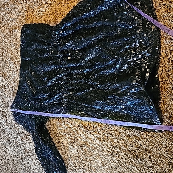 Forever 21 Sequin Black One Shoulder Dress- L - Picture 4 of 5